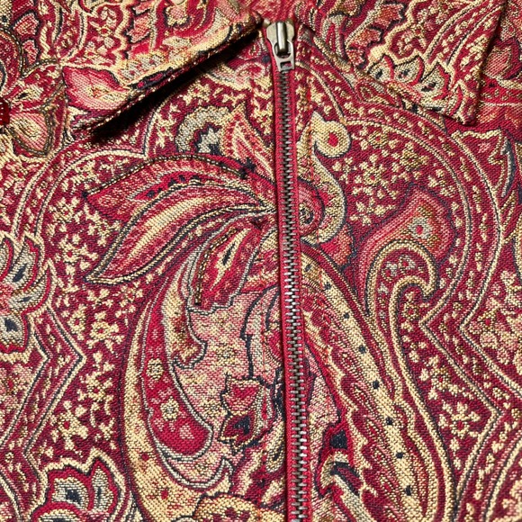Vintage CJ Banks Womens 2X Plus Size Paisley Tapestry Vest Zip Up Red Gold Boho - Picture 13 of 13